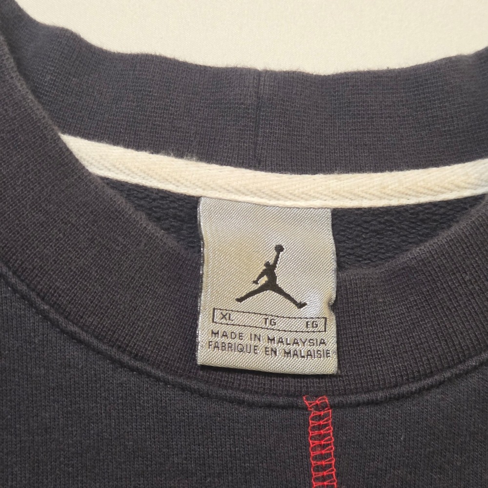 Jordan Mens Black Crewneck Sweatshirt Red Contrast Stitch Jumpman XL Long Sleeve - Picture 4 of 11
